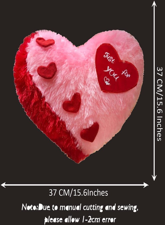 PICKKART Love Heart Shape Soft Plush (Just for You) Pillow, Gift for Valentine Day Someone Special, Size : 37 cm X 30 cm (Pink) - Image 3